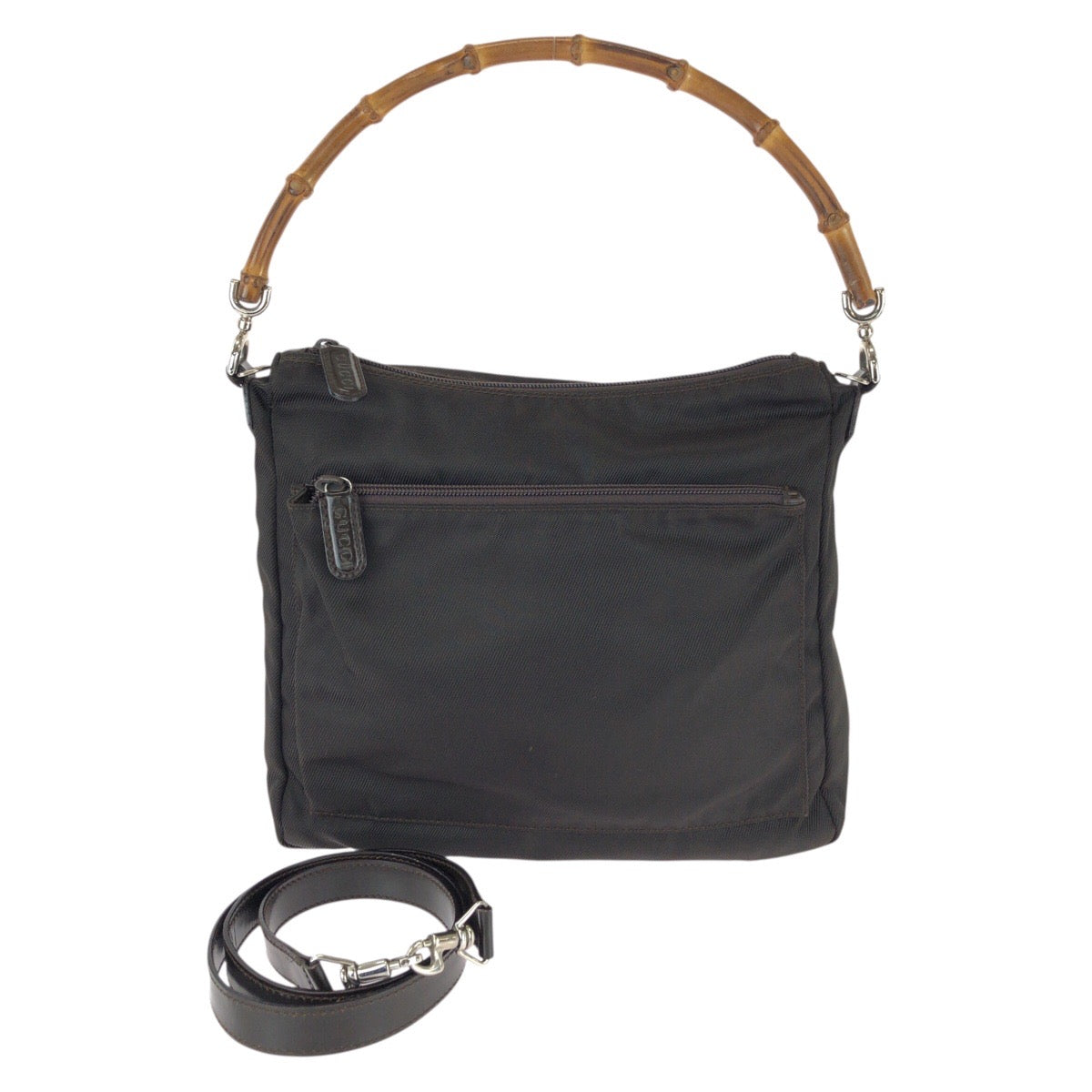 26227
GUCCI グッチ バンブー ２way ダークブラウン シルバー金具 ナイロン 000 240 0509 ハンドバッグ ショルダーバッグ レディース ABP28