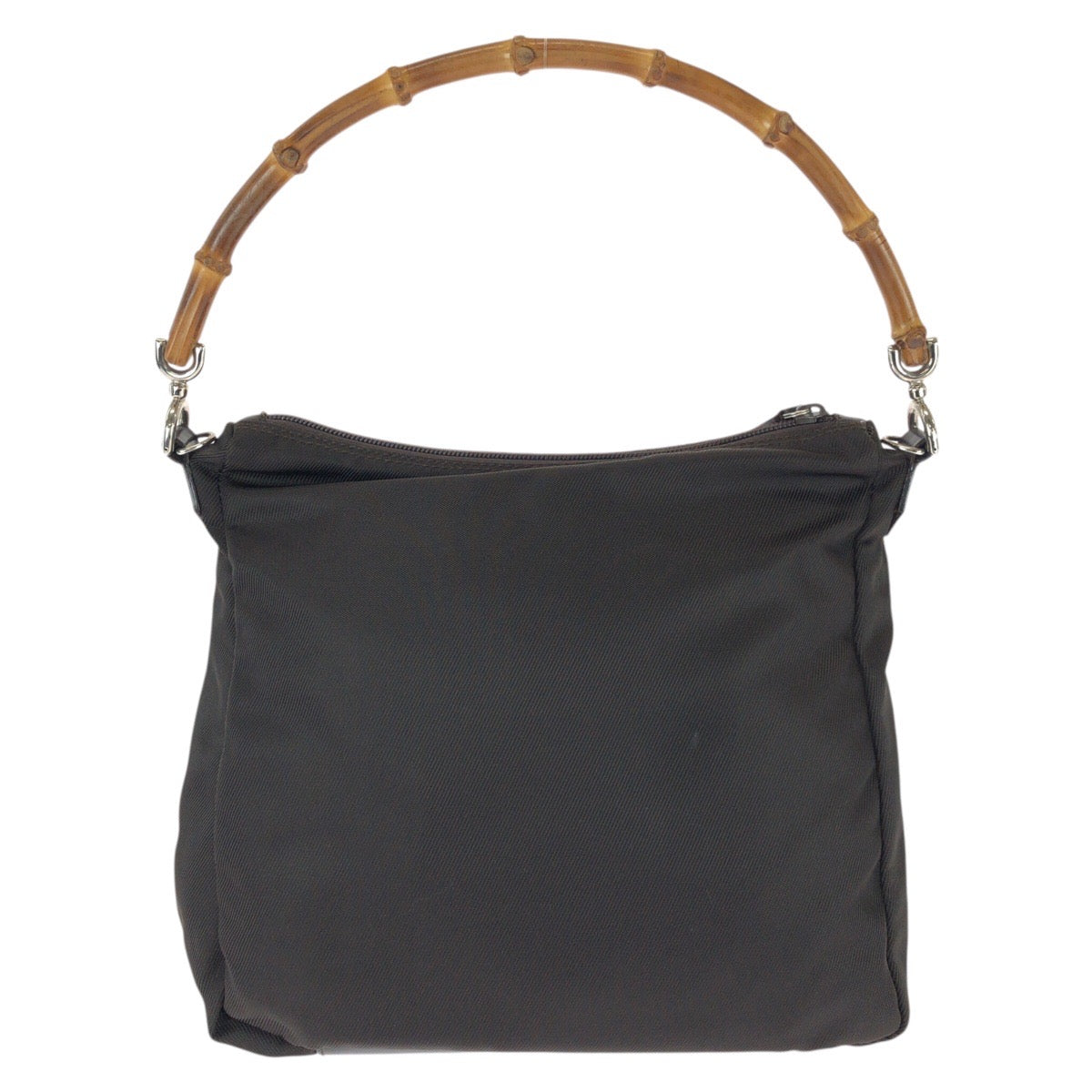 26227
GUCCI グッチ バンブー ２way ダークブラウン シルバー金具 ナイロン 000 240 0509 ハンドバッグ ショルダーバッグ レディース ABP28