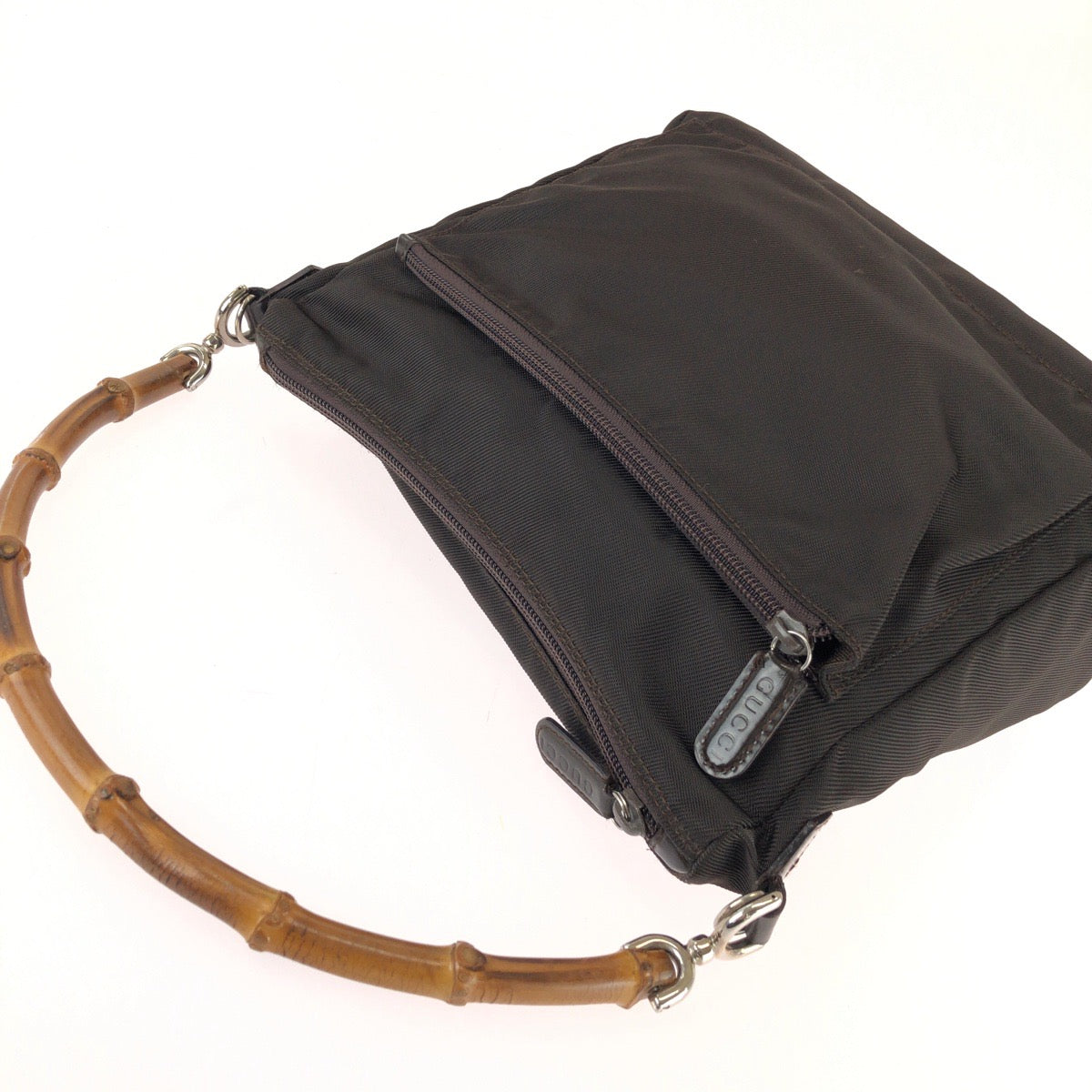 26227
GUCCI グッチ バンブー ２way ダークブラウン シルバー金具 ナイロン 000 240 0509 ハンドバッグ ショルダーバッグ レディース ABP28