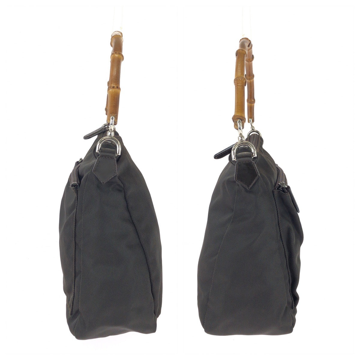 26227
GUCCI グッチ バンブー ２way ダークブラウン シルバー金具 ナイロン 000 240 0509 ハンドバッグ ショルダーバッグ レディース ABP28