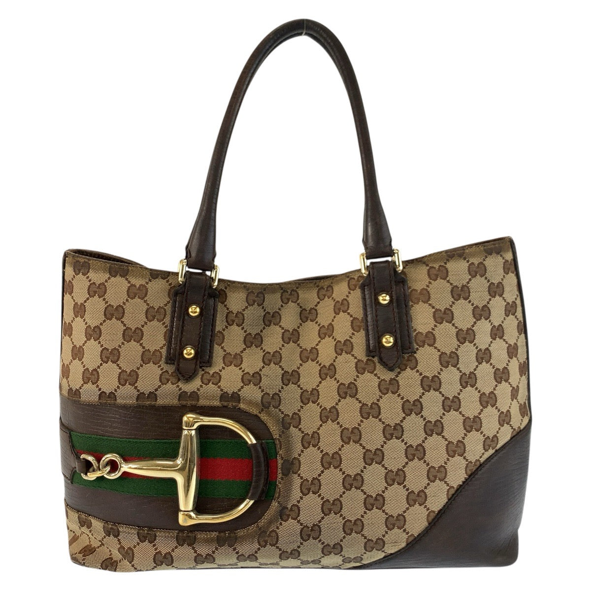 26230
GUCCI グッチ ホースビット シェリーライン ブラウン ベージュ ゴールド金具 GGキャンバス / レザー 137385 トートバッグ ショルダーバッグ レディース B23