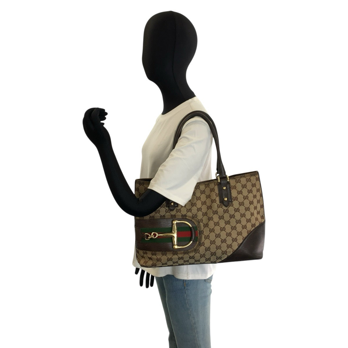 26230
GUCCI グッチ ホースビット シェリーライン ブラウン ベージュ ゴールド金具 GGキャンバス / レザー 137385 トートバッグ ショルダーバッグ レディース B23