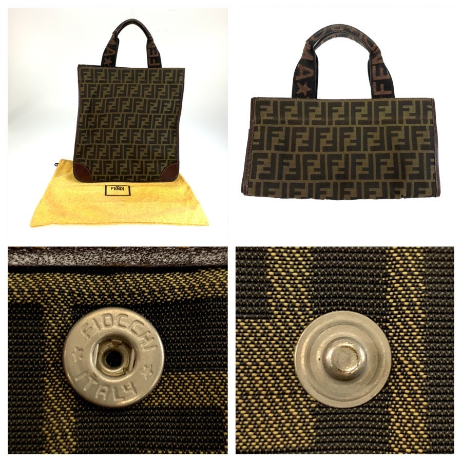 26231
FENDI フェンディ ズッカ ブラウン シルバー金具 キャンバス / レザー トートバッグ ハンドバッグ レディース ABP30