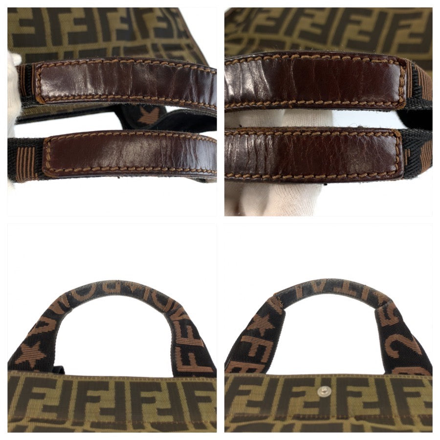 26231
FENDI フェンディ ズッカ ブラウン シルバー金具 キャンバス / レザー トートバッグ ハンドバッグ レディース ABP30