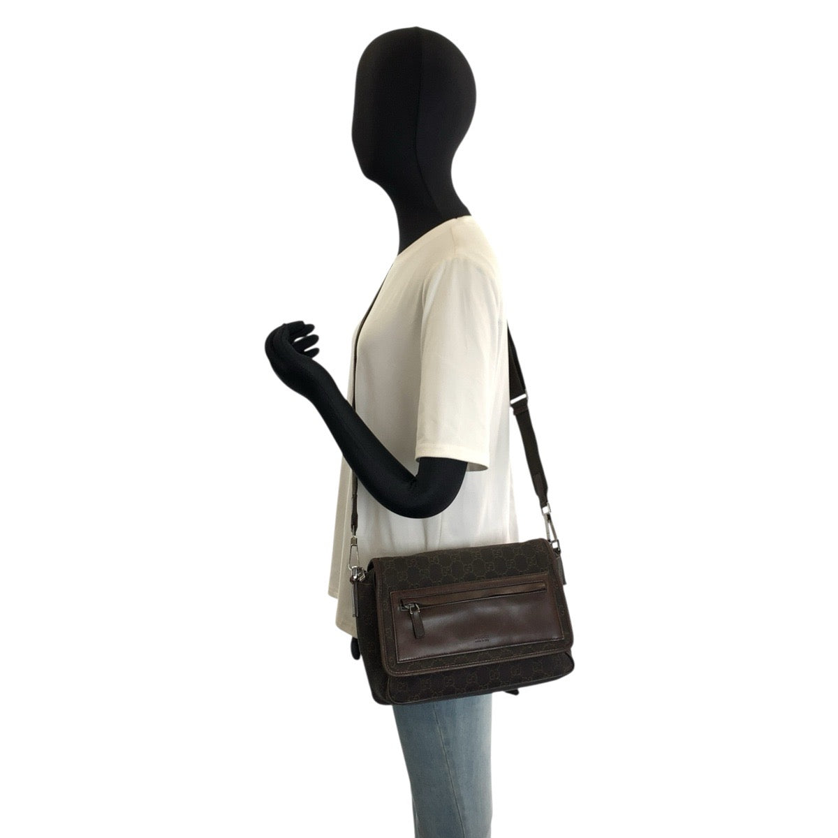 26232
GUCCI グッチ ブラウン GGキャンバス / レザー 28562 ショルダーバッグ ポシェット レディース ABP30