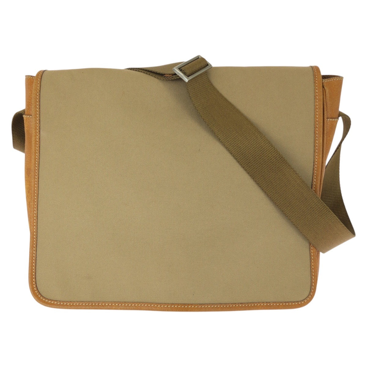 26233
PRADA プラダ ベージュ ブラウン シルバー金具 キャンバス / レザー ショルダーバッグ メッセンジャーバッグ レディース ABP30