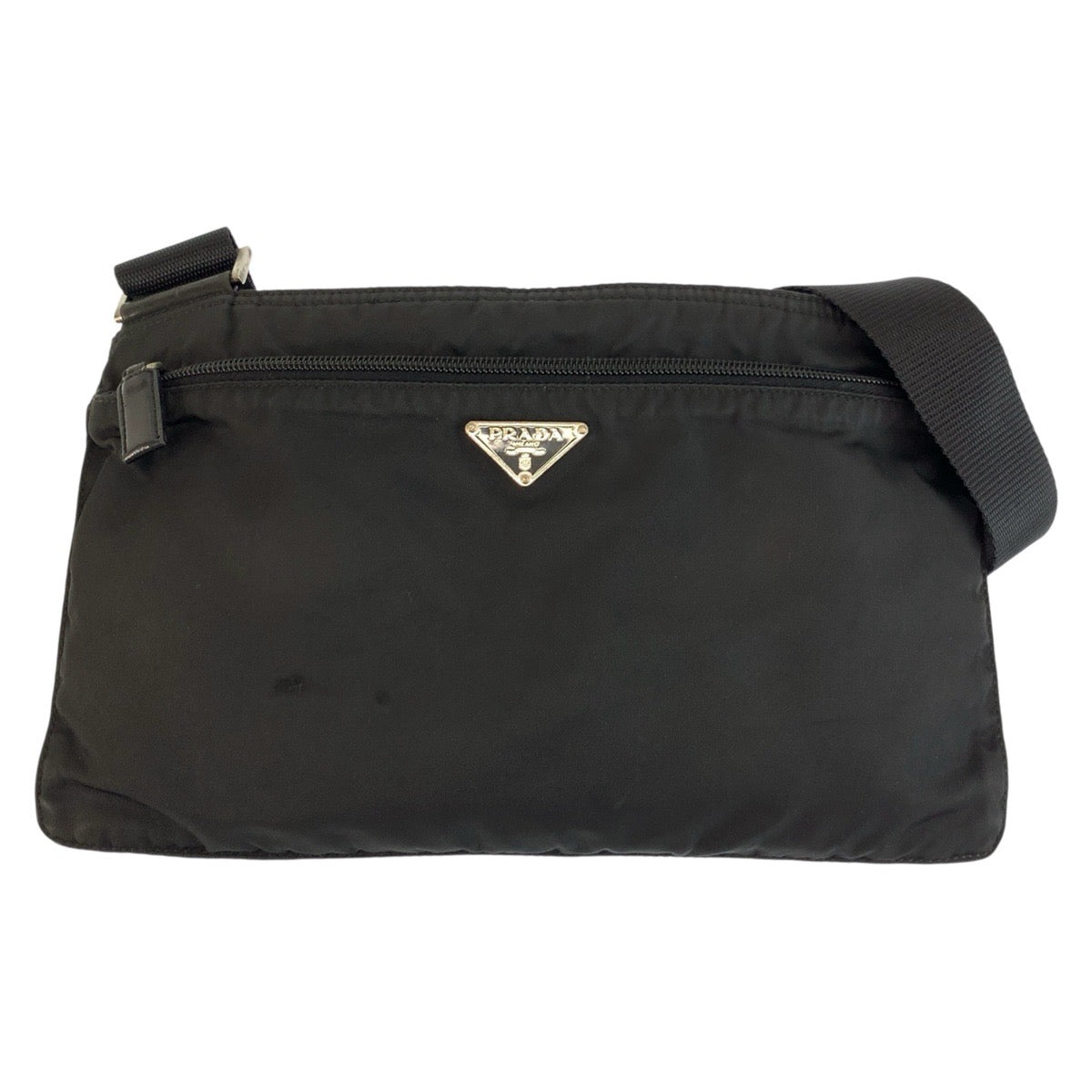 26234
PRADA プラダ テスート 三角ロゴプレート ブラック 黒 シルバー金具 ナイロン ショルダーバッグ ポシェット レディース AB23