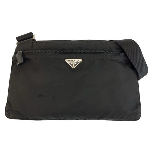 26234
PRADA プラダ テスート 三角ロゴプレート ブラック 黒 シルバー金具 ナイロン ショルダーバッグ ポシェット レディース AB23