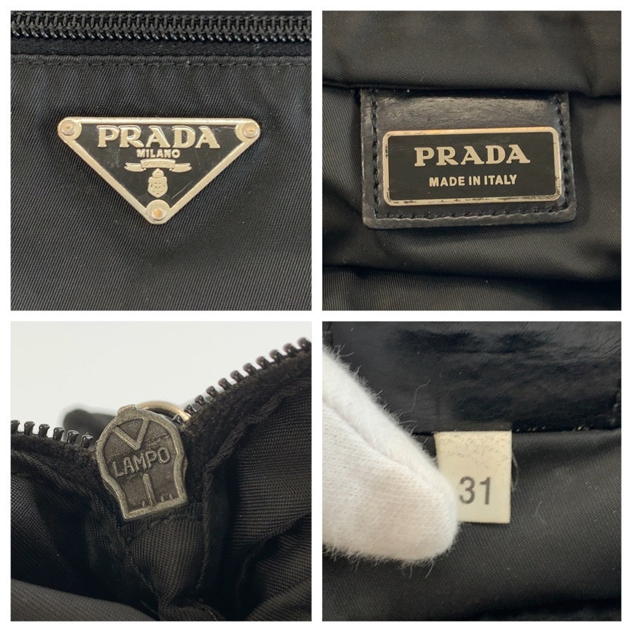 26234
PRADA プラダ テスート 三角ロゴプレート ブラック 黒 シルバー金具 ナイロン ショルダーバッグ ポシェット レディース AB23