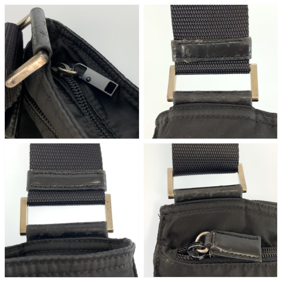 26234
PRADA プラダ テスート 三角ロゴプレート ブラック 黒 シルバー金具 ナイロン ショルダーバッグ ポシェット レディース AB23