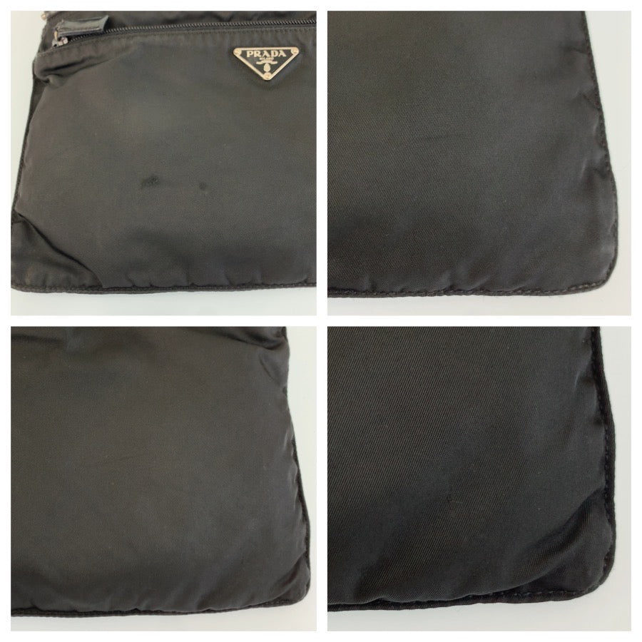 26234
PRADA プラダ テスート 三角ロゴプレート ブラック 黒 シルバー金具 ナイロン ショルダーバッグ ポシェット レディース AB23
