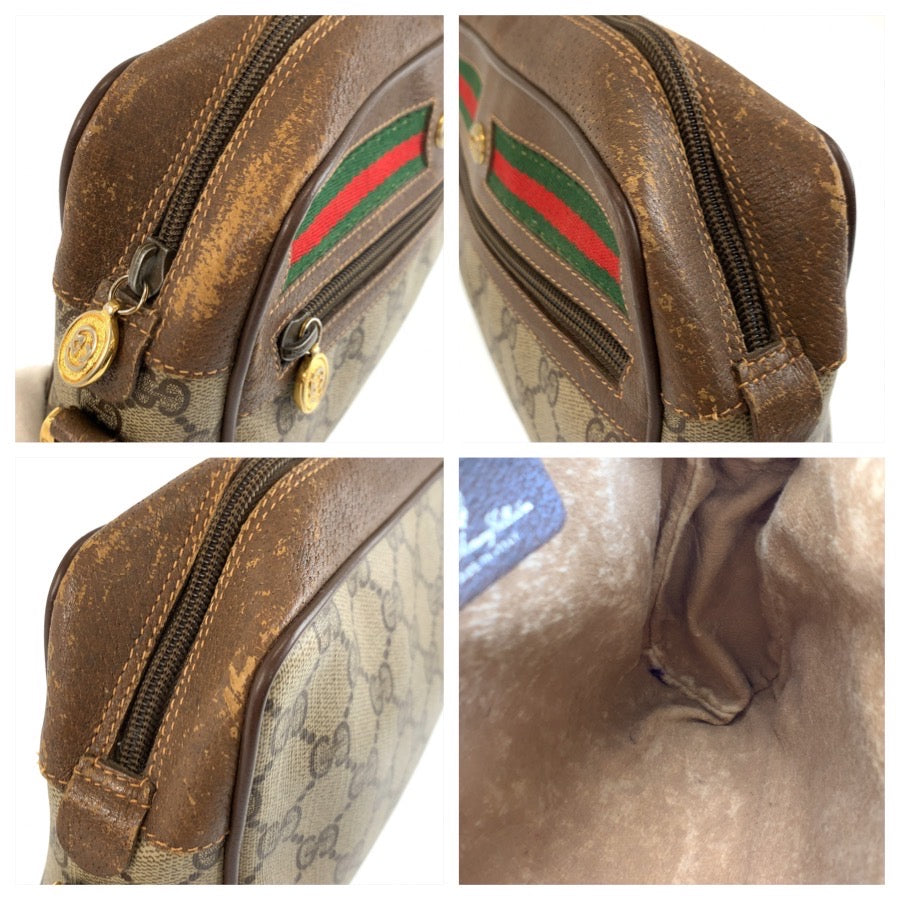 26235
GUCCI グッチ ヴィンテージ シェリーライン ブラウン ベージュ ゴールド金具 GGスプリームキャンバス / レザー 119 02 087 ショルダーバッグ ポシェット レディース AB35