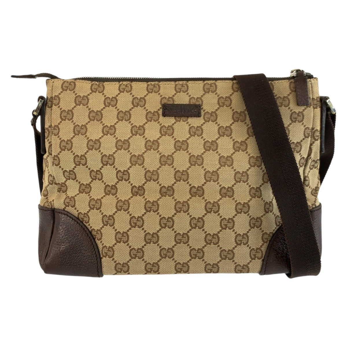 26239
GUCCI グッチ ベージュ ブラウン シルバー金具 GGキャンバス / レザー 114273 ショルダーバッグ メッセンジャーバッグ レディース AB35