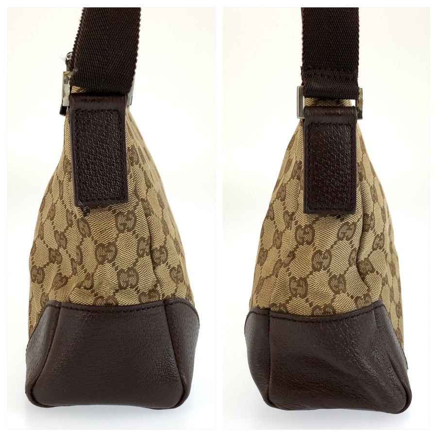 26239
GUCCI グッチ ベージュ ブラウン シルバー金具 GGキャンバス / レザー 114273 ショルダーバッグ メッセンジャーバッグ レディース AB35