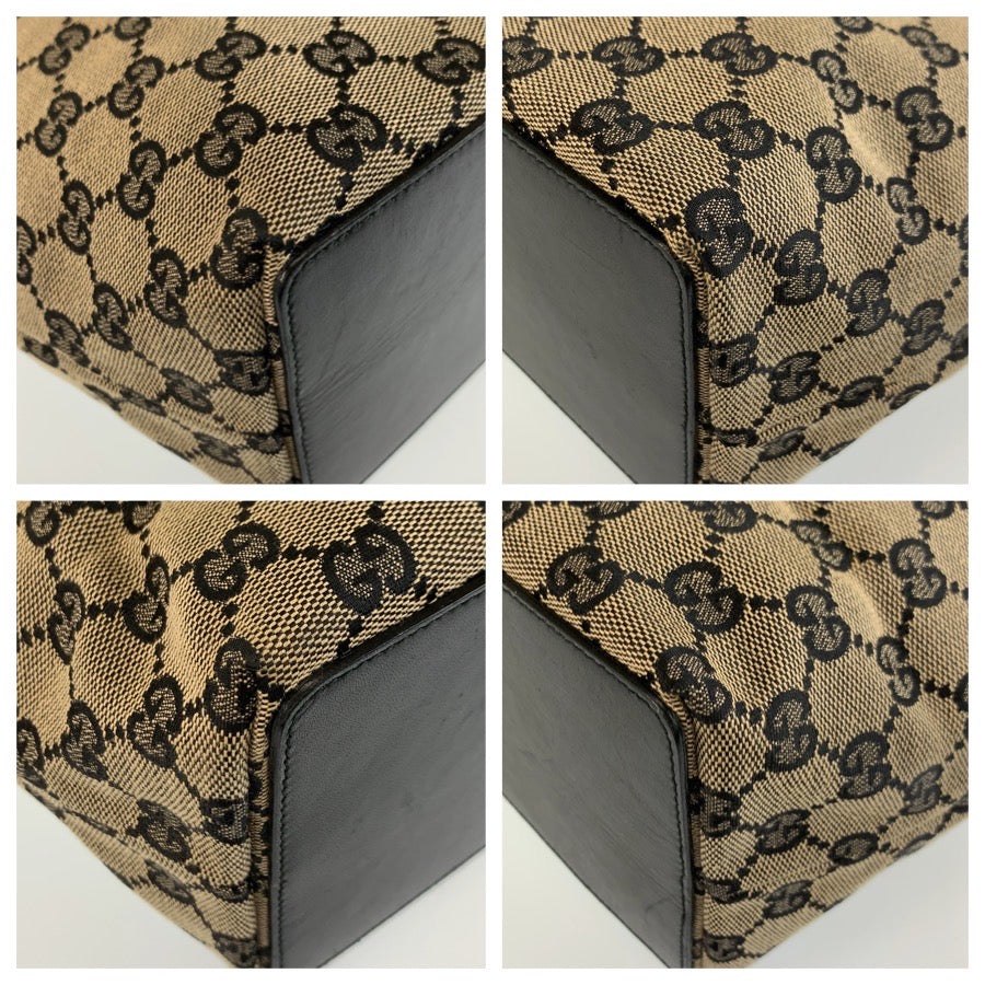 26241
GUCCI グッチ ブラック 黒 ベージュ ゴールド金具 GGキャンバス / レザー 002 1098 トートバッグ ショルダーバッグ レディース A42