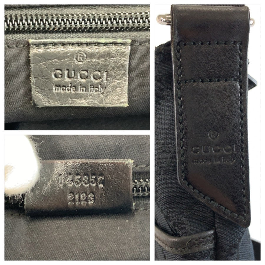 26243
GUCCI グッチ ブラック 黒 シルバー金具 GGキャンバス 145852 ショルダーバッグ ポシェット レディース ABP37