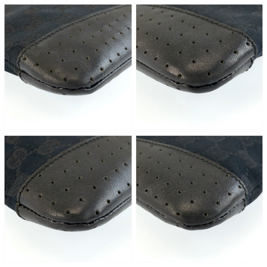 26243
GUCCI グッチ ブラック 黒 シルバー金具 GGキャンバス 145852 ショルダーバッグ ポシェット レディース ABP37