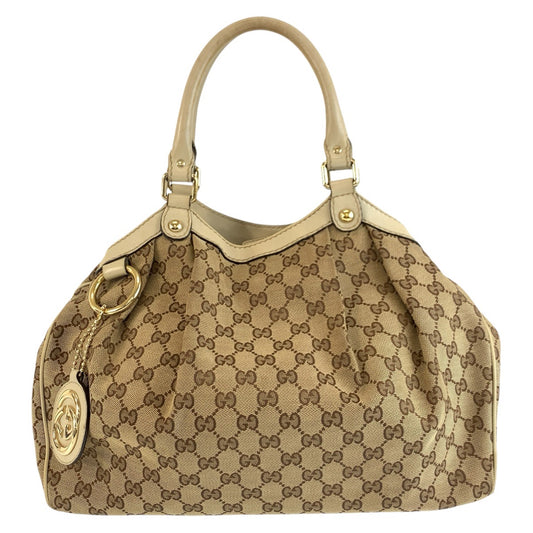 26244
GUCCI グッチ スーキー ベージュ アイボリー ゴールド金具 GGキャンバス / レザー 211944 トートバッグ ハンドバッグ レディース AB35