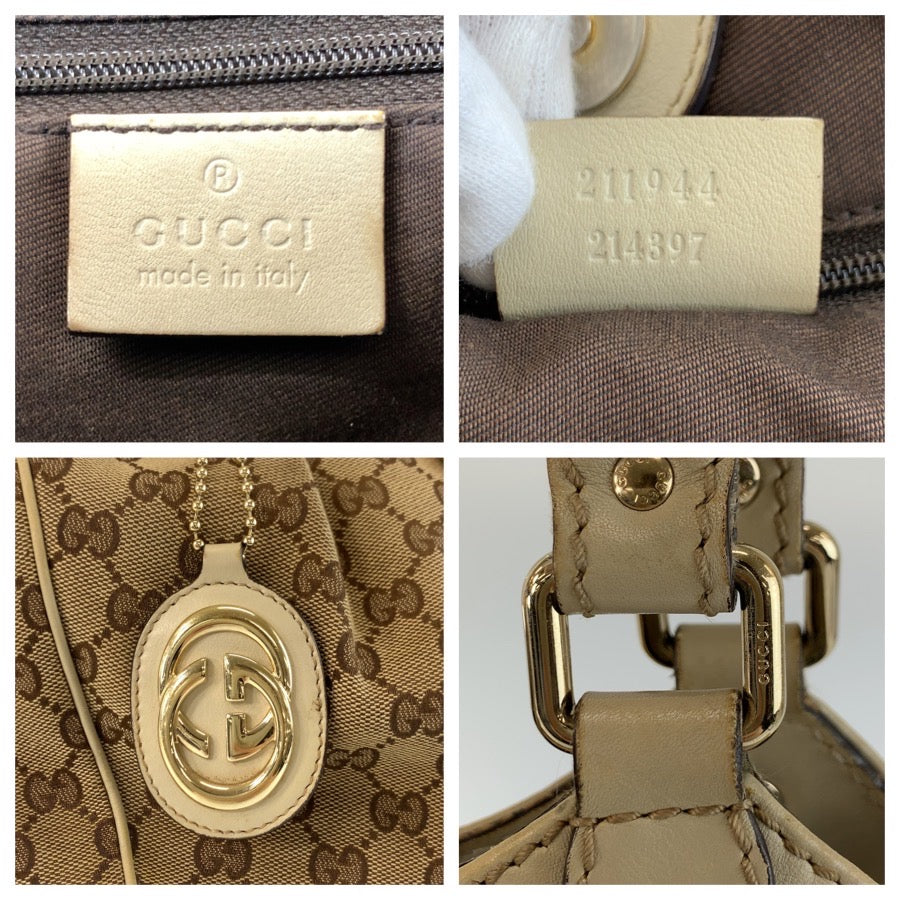 26244
GUCCI グッチ スーキー ベージュ アイボリー ゴールド金具 GGキャンバス / レザー 211944 トートバッグ ハンドバッグ レディース AB35