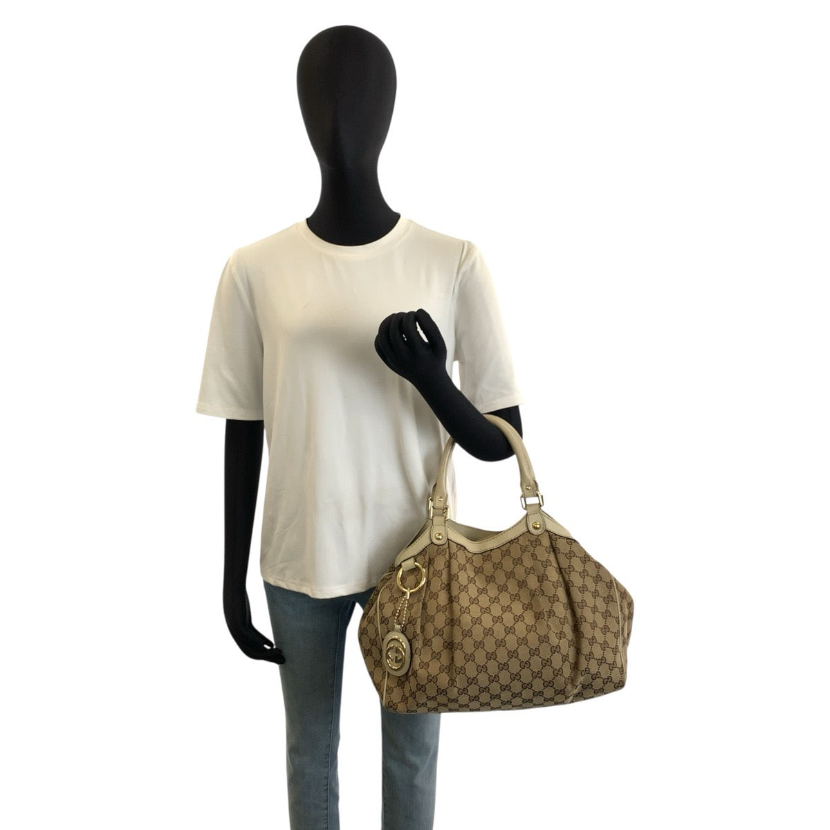 26244
GUCCI グッチ スーキー ベージュ アイボリー ゴールド金具 GGキャンバス / レザー 211944 トートバッグ ハンドバッグ レディース AB35