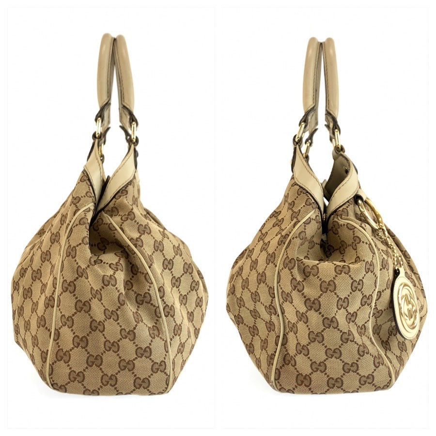 26244
GUCCI グッチ スーキー ベージュ アイボリー ゴールド金具 GGキャンバス / レザー 211944 トートバッグ ハンドバッグ レディース AB35