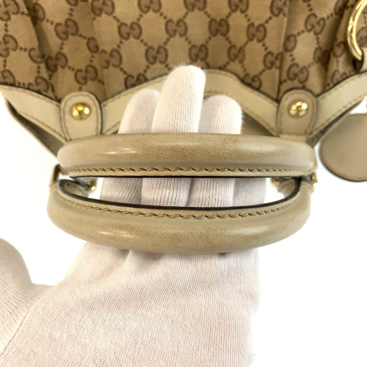 26244
GUCCI グッチ スーキー ベージュ アイボリー ゴールド金具 GGキャンバス / レザー 211944 トートバッグ ハンドバッグ レディース AB35