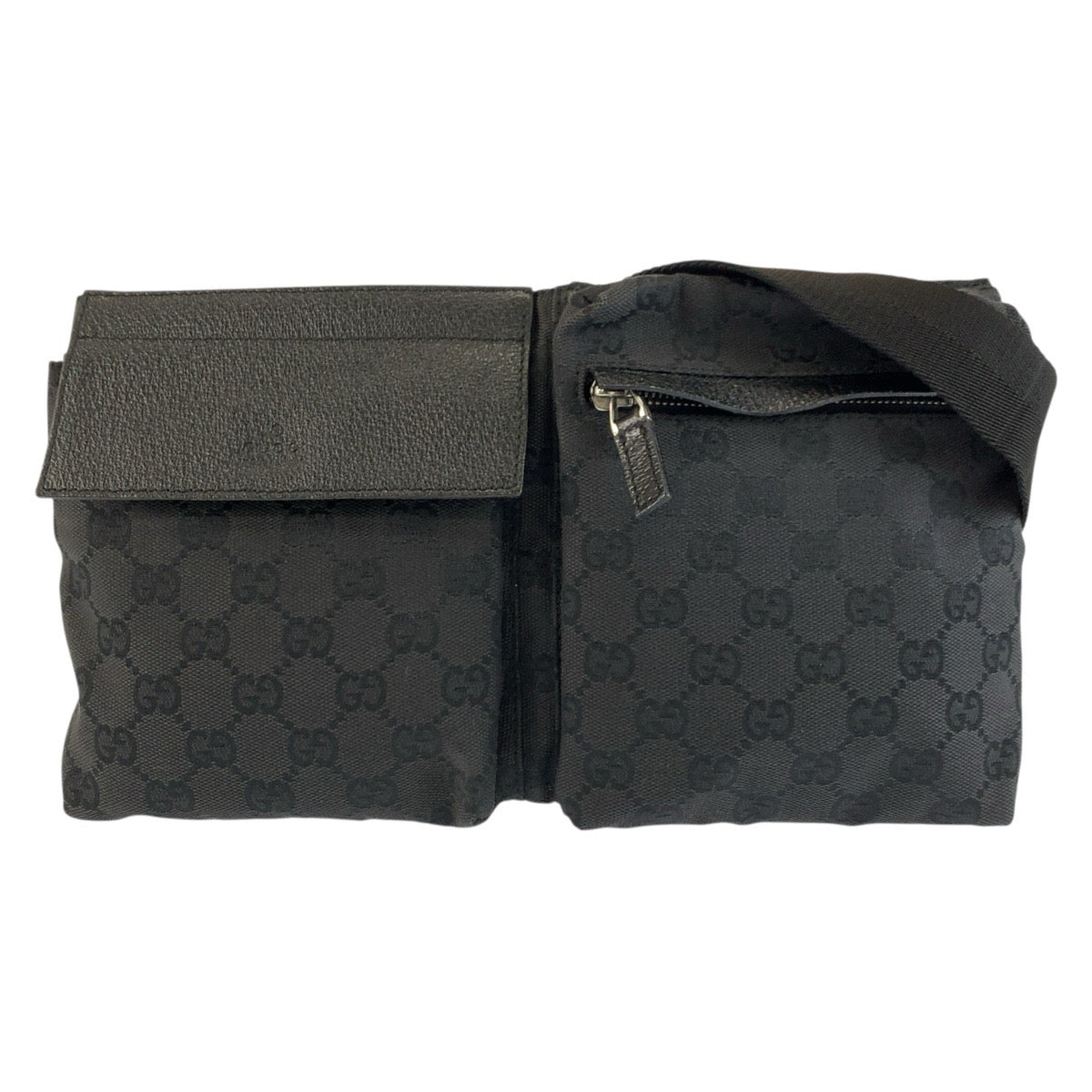 26245
GUCCI グッチ ブラック 黒 GGキャンバス / レザー 28566 ボディバッグ ウエストポーチ メンズ A42