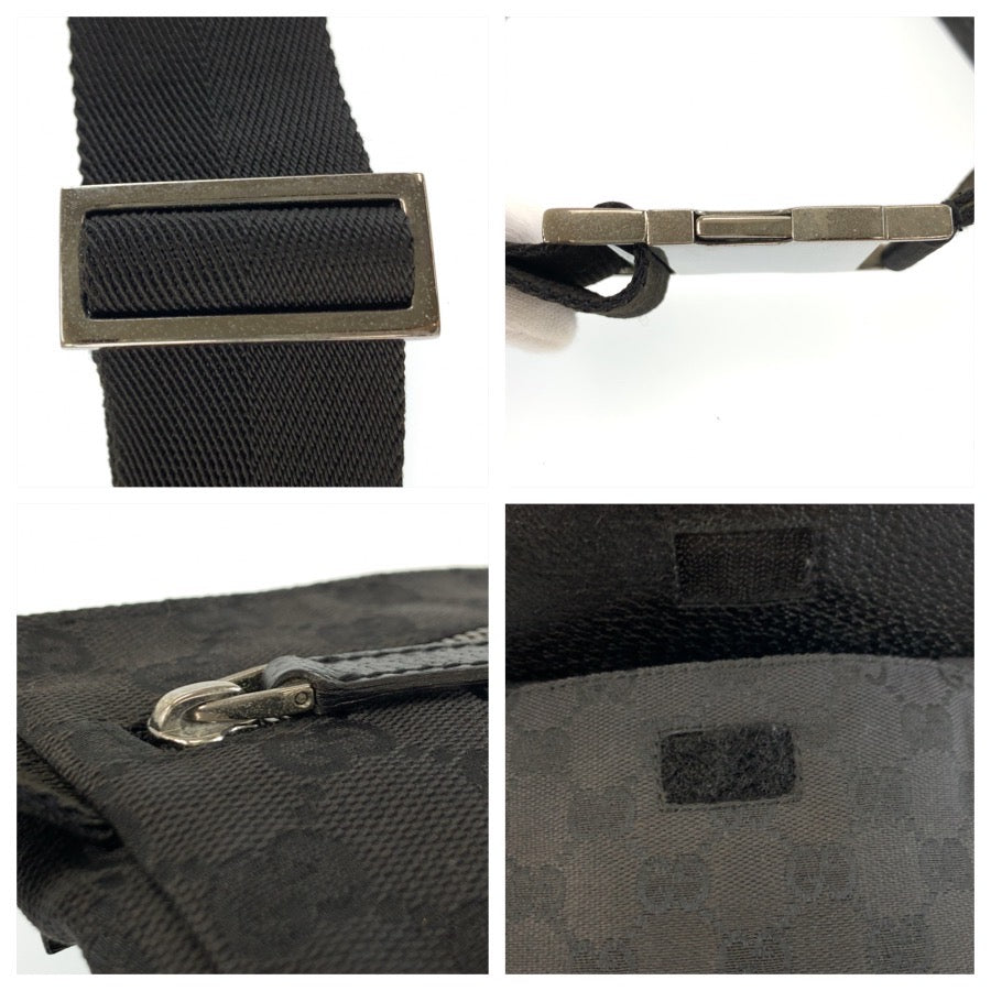 26245
GUCCI グッチ ブラック 黒 GGキャンバス / レザー 28566 ボディバッグ ウエストポーチ メンズ A42