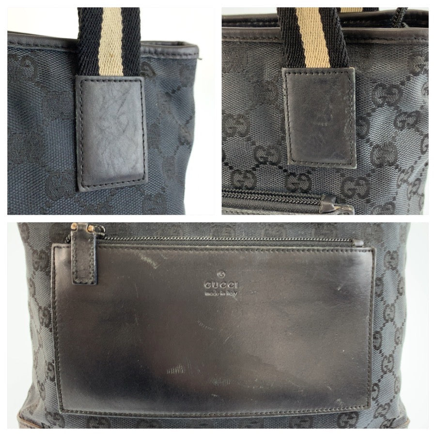 26250
GUCCI グッチ シェリーライン ブラック 黒 GGキャンバス / レザー 019 0402 トートバッグ ハンドバッグ レディース AB28
