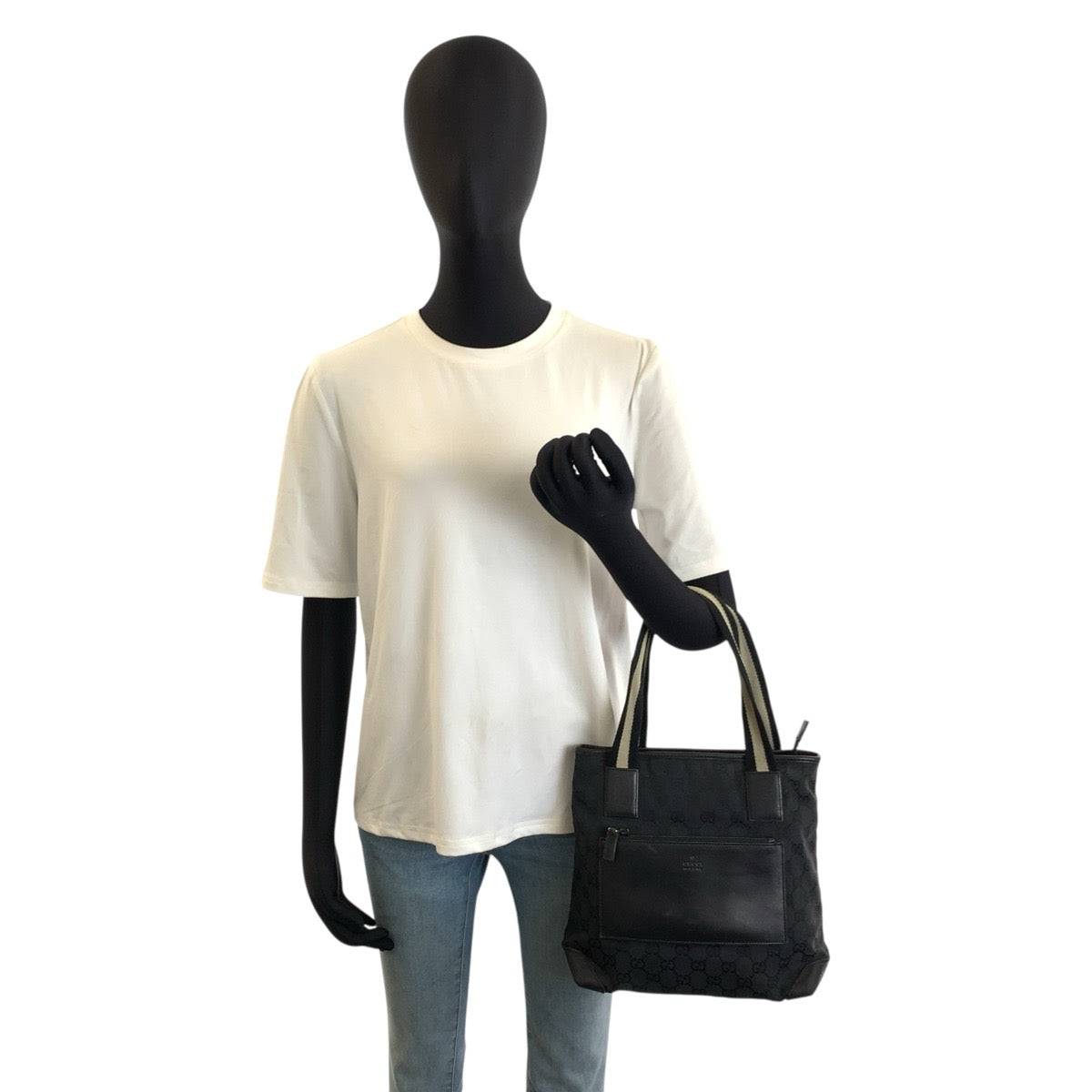 26250
GUCCI グッチ シェリーライン ブラック 黒 GGキャンバス / レザー 019 0402 トートバッグ ハンドバッグ レディース AB28