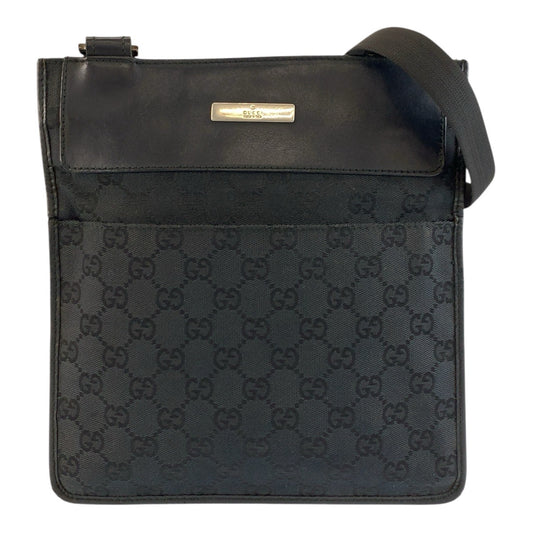 26251
GUCCI グッチ ブラック 黒 シルバー金具 GGキャンバス / レザー 019 0348 ショルダーバッグ ポシェット レディース ABP35