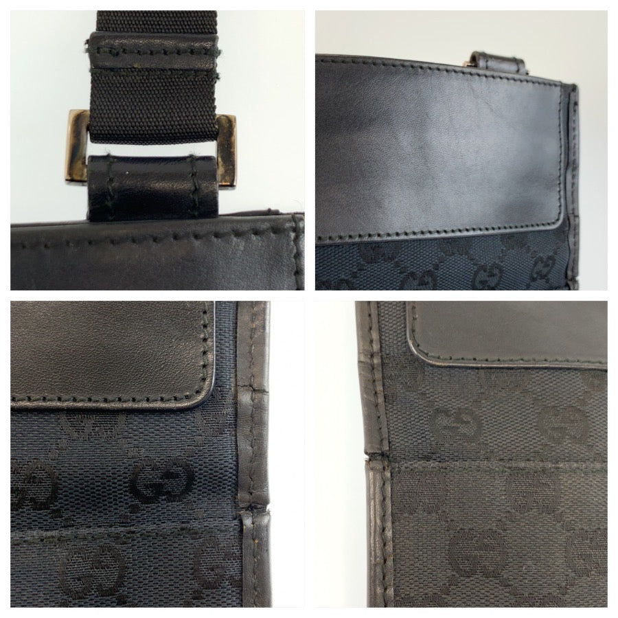 26251
GUCCI グッチ ブラック 黒 シルバー金具 GGキャンバス / レザー 019 0348 ショルダーバッグ ポシェット レディース ABP35