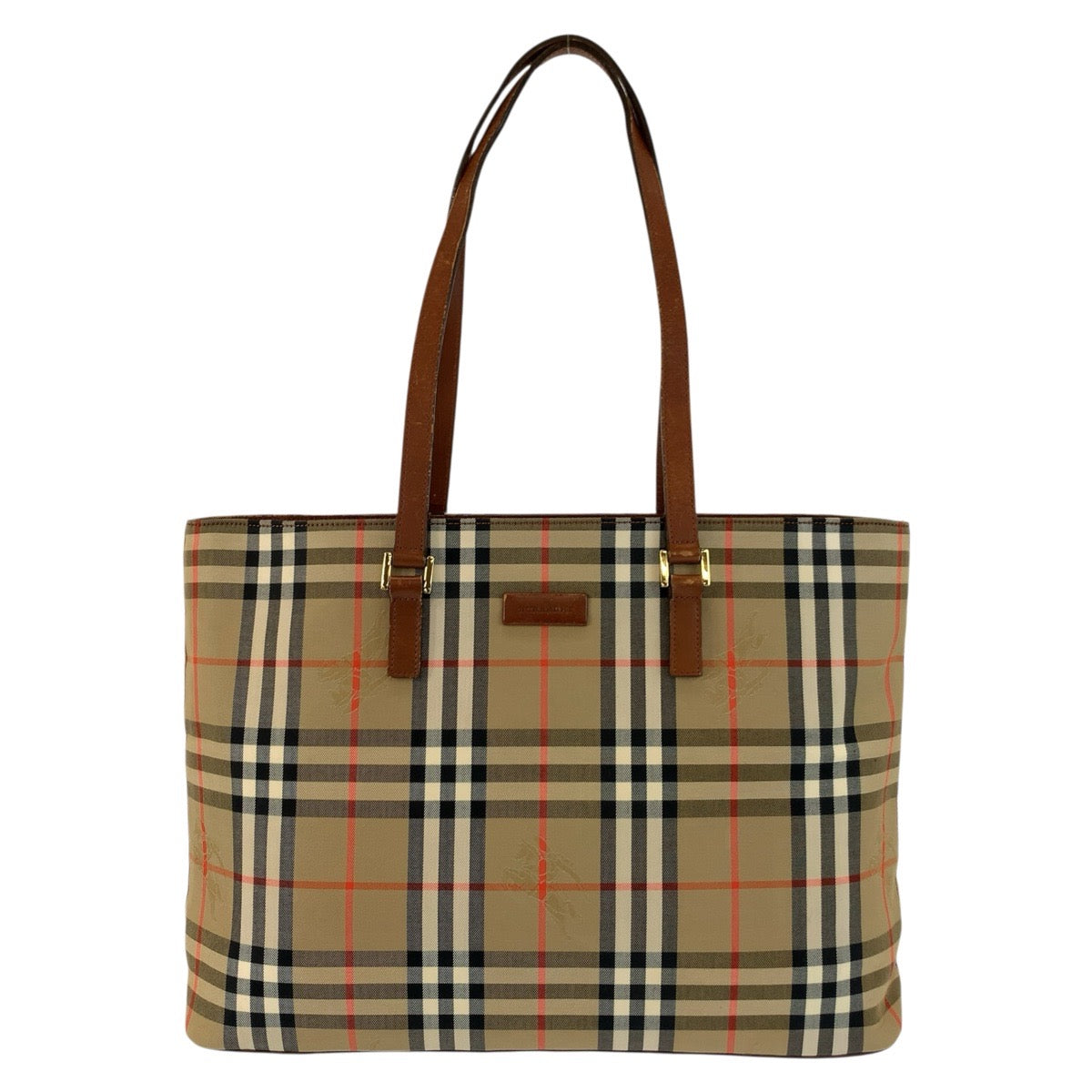 26253
BURBERRY バーバリー チェック柄 ベージュ ブラウン ゴールド金具 キャンバス / レザー トートバッグ ショルダーバッグ レディース ABP28