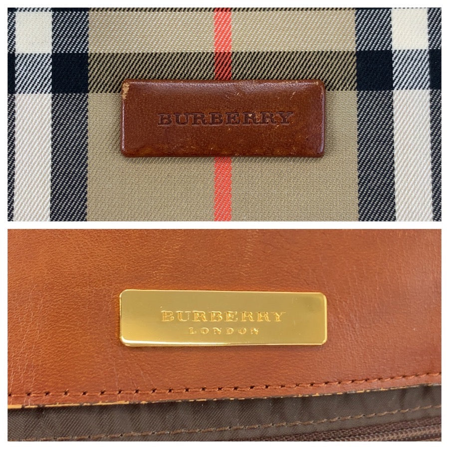 26253
BURBERRY バーバリー チェック柄 ベージュ ブラウン ゴールド金具 キャンバス / レザー トートバッグ ショルダーバッグ レディース ABP28