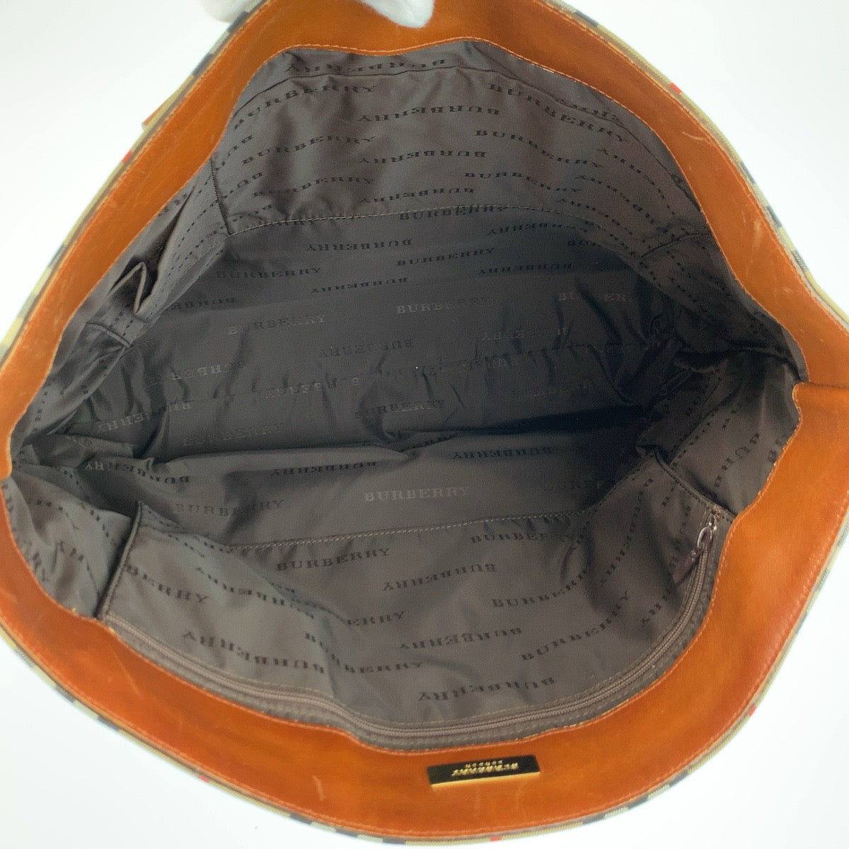 26253
BURBERRY バーバリー チェック柄 ベージュ ブラウン ゴールド金具 キャンバス / レザー トートバッグ ショルダーバッグ レディース ABP28