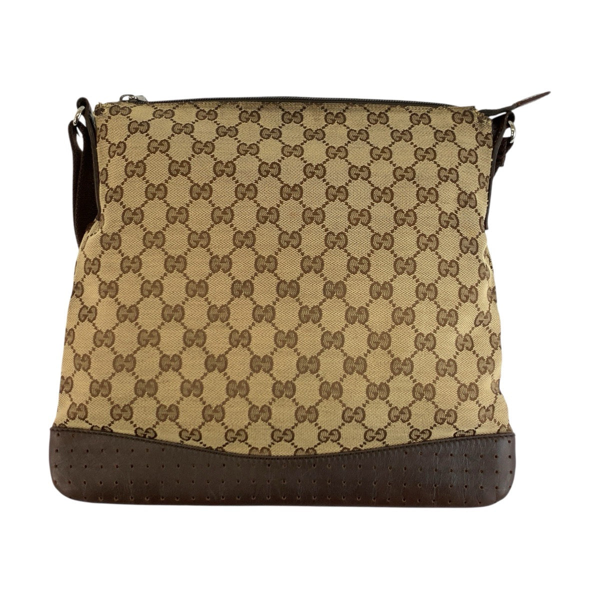 26255
GUCCI グッチ ベージュ ブラウン シルバー金具 GGキャンバス / レザー 145852 ショルダーバッグ ポシェット レディース AB28