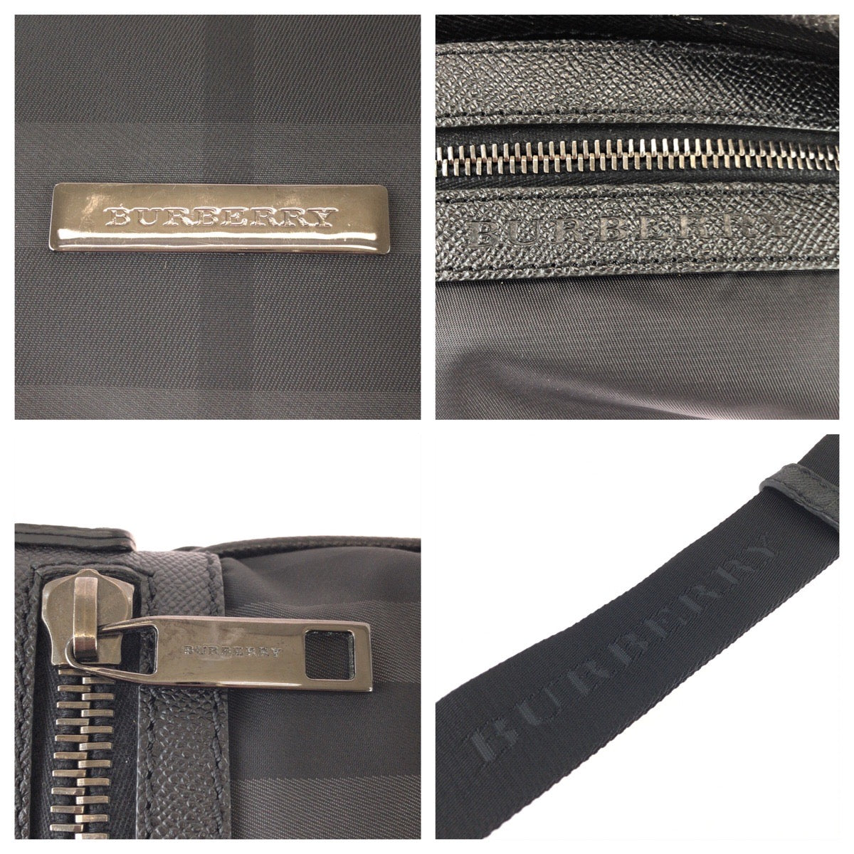 26256
BURBERRY バーバリー チェック柄 ブラック グレー シルバー金具 ナイロン / レザー ショルダーバッグ メッセンジャーバッグ メンズ ABP35