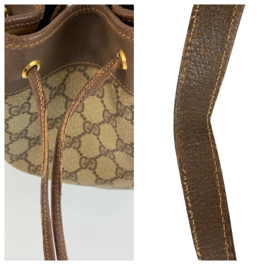 26257
GUCCI グッチ ヴィンテージ ベージュ ブラウン ゴールド金具 GGスプリームキャンバス / レザー 001 115 6179 ショルダーバッグ レディース ABP35
