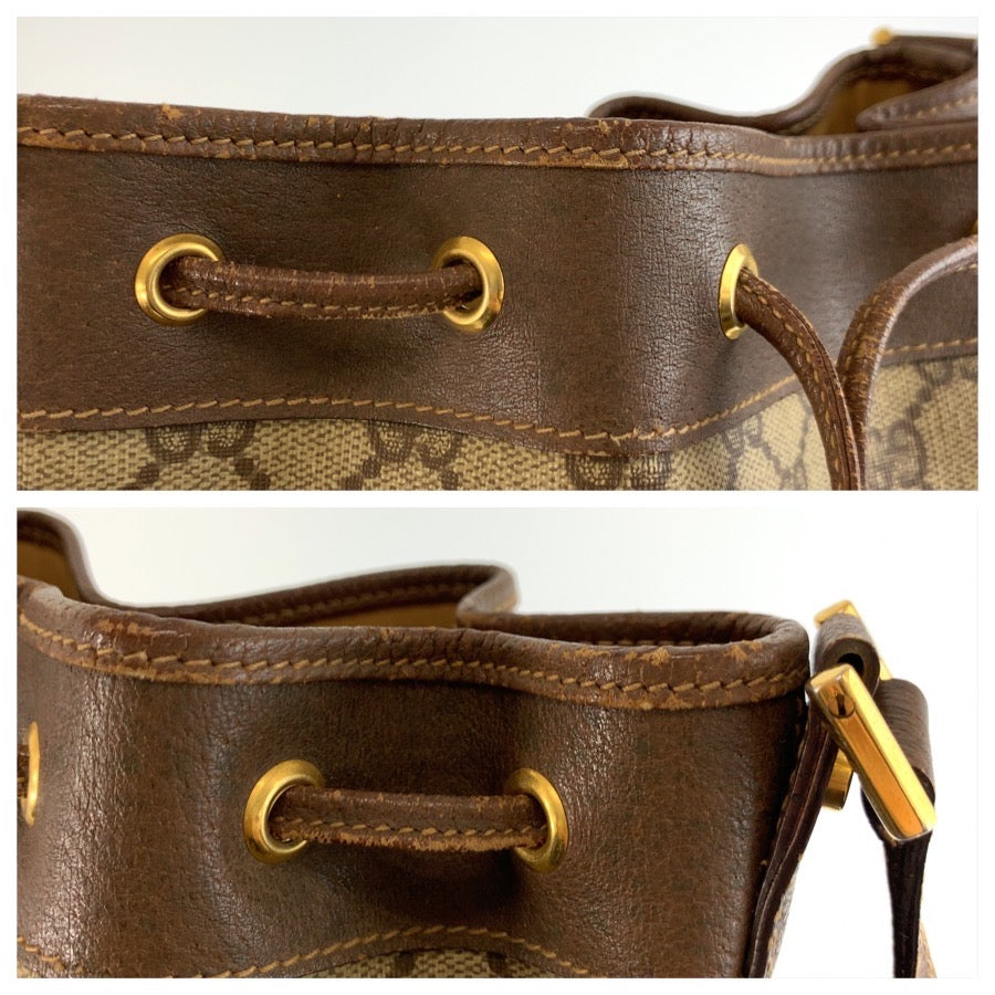 26257
GUCCI グッチ ヴィンテージ ベージュ ブラウン ゴールド金具 GGスプリームキャンバス / レザー 001 115 6179 ショルダーバッグ レディース ABP35