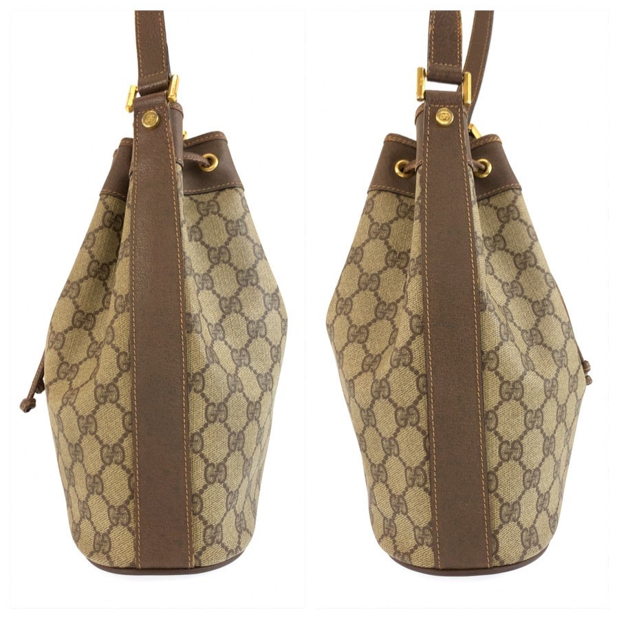 26257
GUCCI グッチ ヴィンテージ ベージュ ブラウン ゴールド金具 GGスプリームキャンバス / レザー 001 115 6179 ショルダーバッグ レディース ABP35