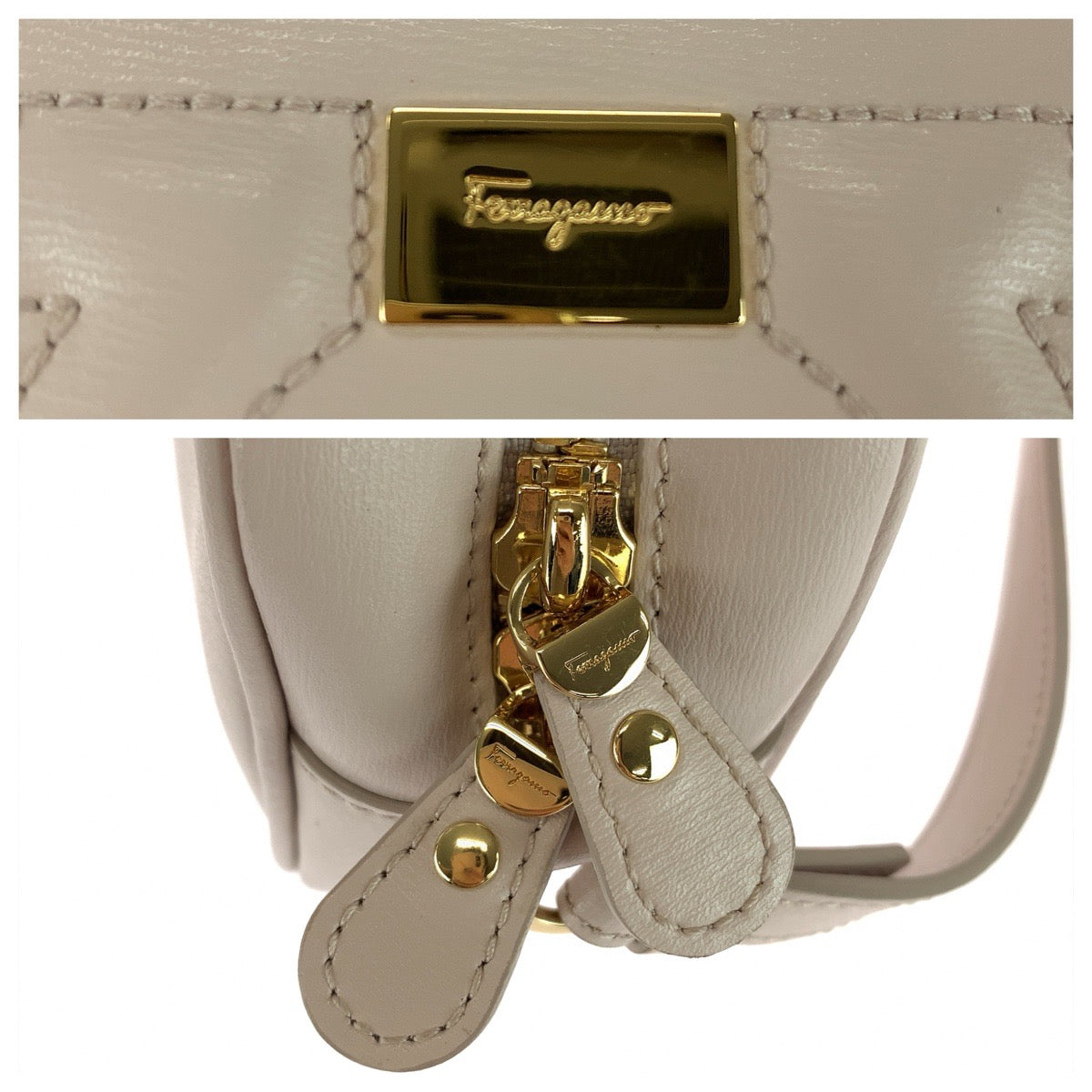 26261
Salvatore Ferragamo サルヴァトーレフェラガモ ガンチーニ シティ ベージュ ピンクベージュ ゴールド金具 レザー AB-21H006 ショルダーバッグ ポシェット レディース A37
