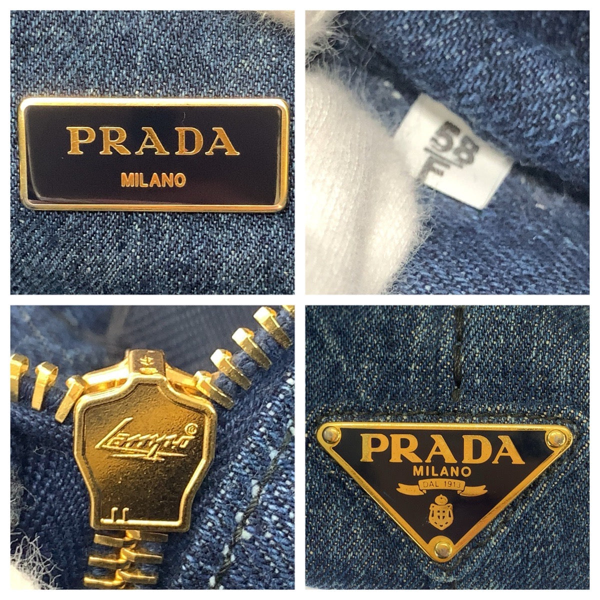 26263
PRADA プラダ カナパ 三角ロゴプレート ２way ブルー ゴールド金具 デニム トートバッグ ショルダーバッグ レディース ABP56