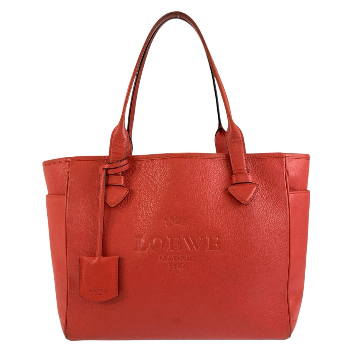 26264
LOEWE ロエベ ヘリテージ オレンジ レザー トートバッグ ハンドバッグ レディース AB35