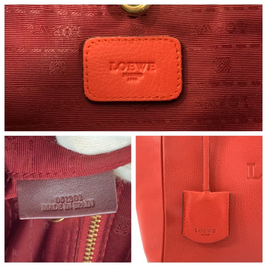 26264
LOEWE ロエベ ヘリテージ オレンジ レザー トートバッグ ハンドバッグ レディース AB35