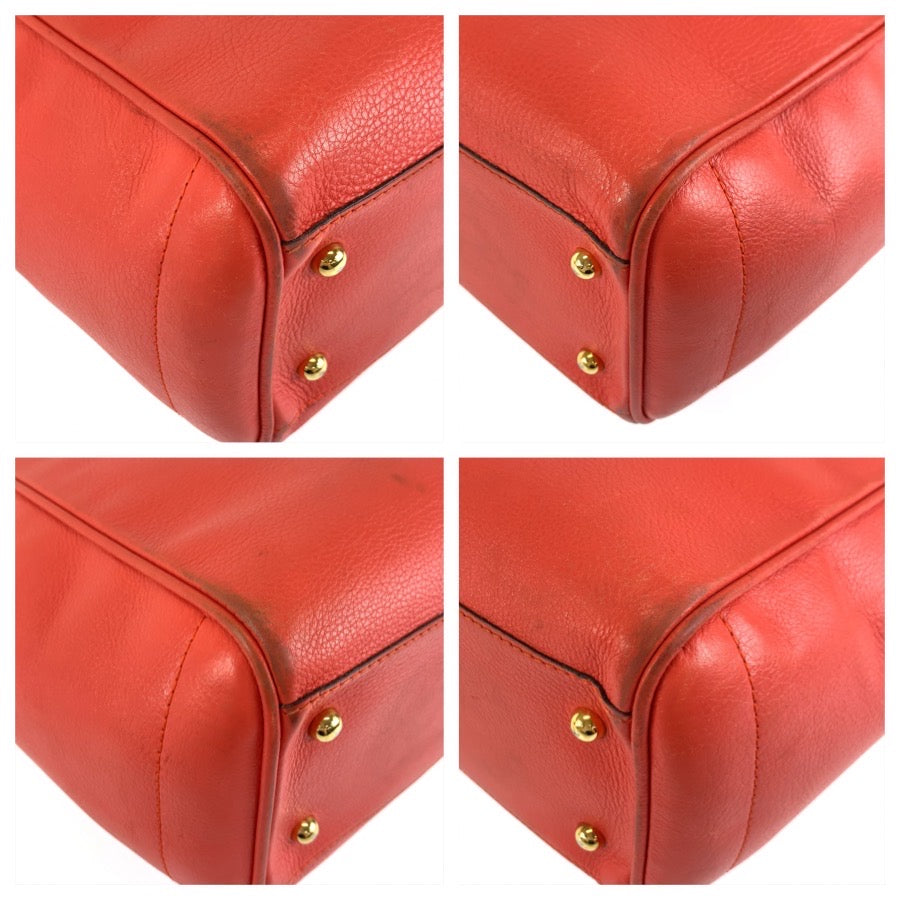 26264
LOEWE ロエベ ヘリテージ オレンジ レザー トートバッグ ハンドバッグ レディース AB35