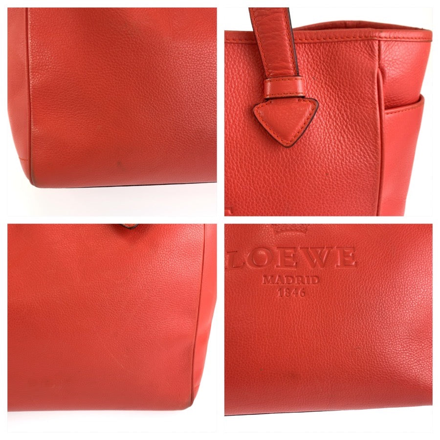 26264
LOEWE ロエベ ヘリテージ オレンジ レザー トートバッグ ハンドバッグ レディース AB35