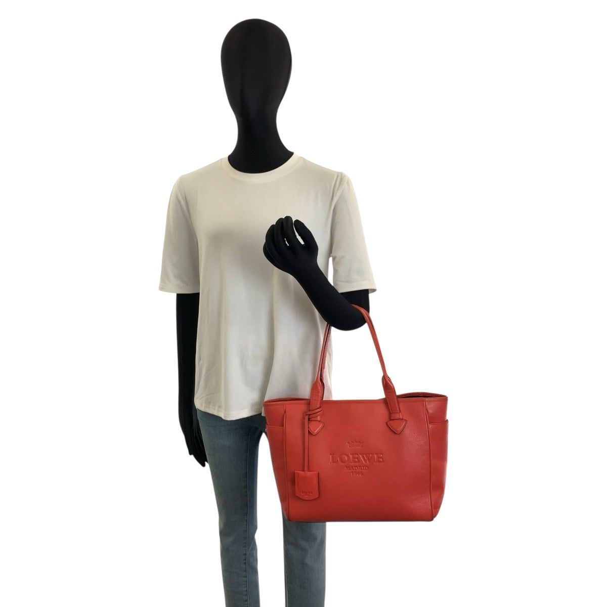 26264
LOEWE ロエベ ヘリテージ オレンジ レザー トートバッグ ハンドバッグ レディース AB35