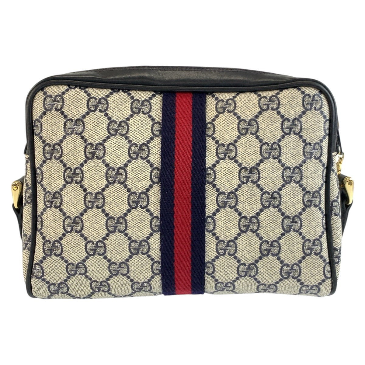 26265
GUCCI グッチ ヴィンテージ シェリーライン グレー ネイビー ゴールド金具 GGスプリームキャンバス / レザー 38 ショルダーバッグ ポシェット レディース ABP42