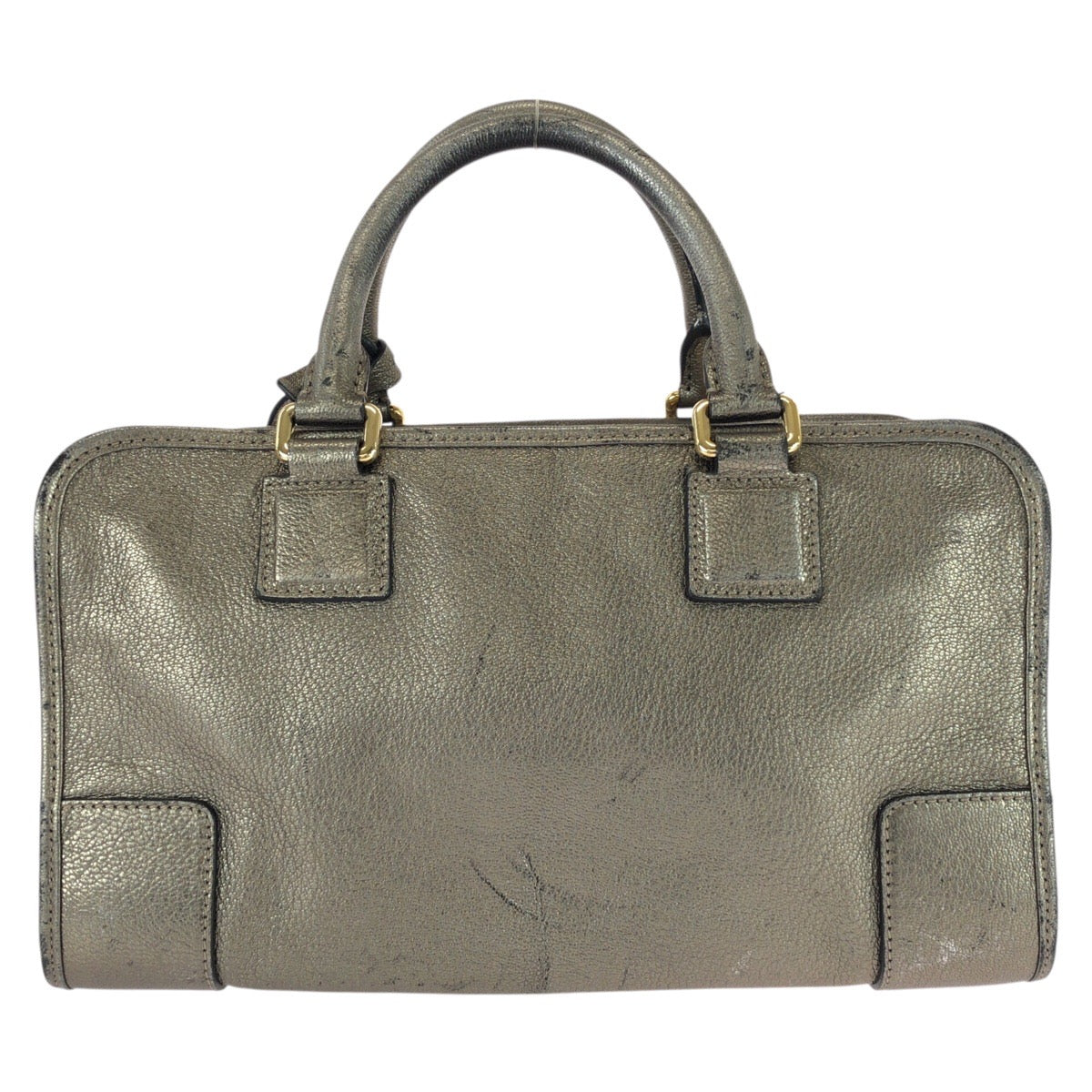 26268
LOEWE ロエベ アナグラム アマソナ28 ゴールド シルバーゴールド レザー ハンドバッグ ミニボストンバッグ レディース AB42