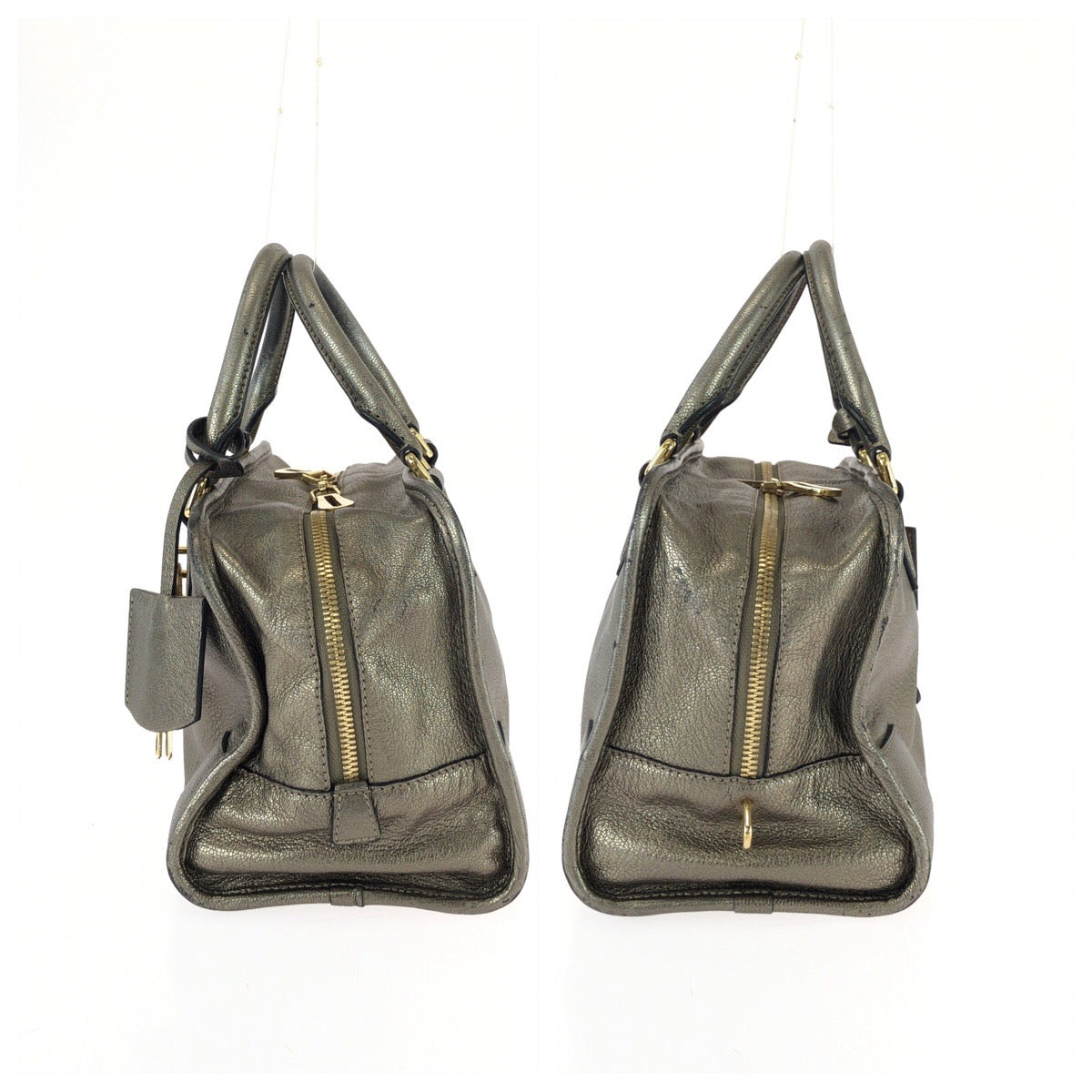 26268
LOEWE ロエベ アナグラム アマソナ28 ゴールド シルバーゴールド レザー ハンドバッグ ミニボストンバッグ レディース AB42